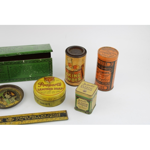 112 - A good collection of early advertising tins to include a 'Ferris & Co' 'Ever-Ready Caddy 