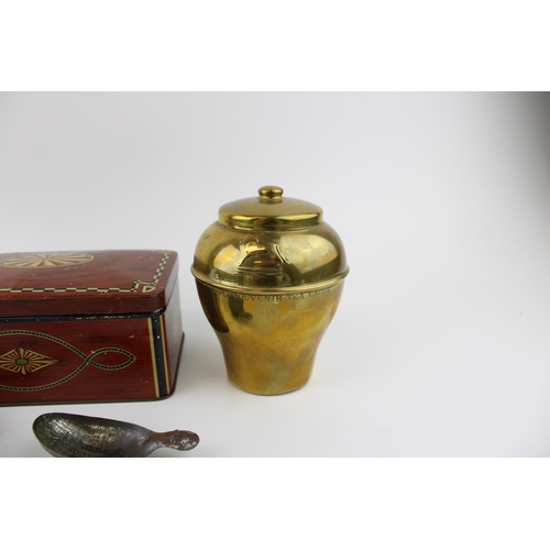 113 - A collection of advertising items relating to Tea to include two 'Lipton's' Exhibition 1924 brass ca... 