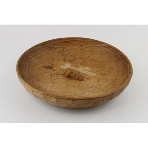 120 - Robert 'Mouseman' Thompson large oak fruit bowl, carved mouse to centre, 29cm diameter.