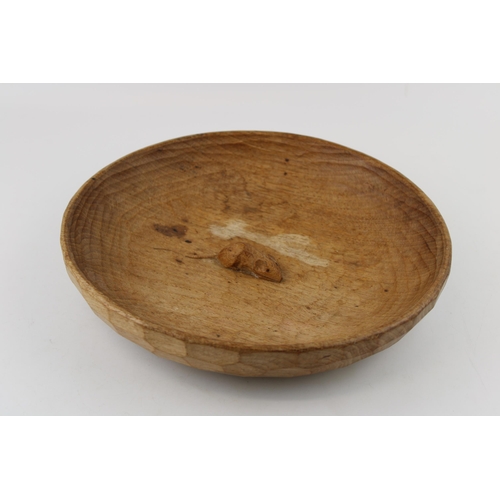 120 - Robert 'Mouseman' Thompson large oak fruit bowl, carved mouse to centre, 29cm diameter.