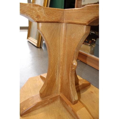 124 - Robert 'Mouseman' Thompson oak octagonal top side table / coffee table, 48.5cm diameter, dimpled sur... 