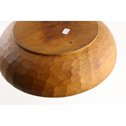 127 - Robert 'Mouseman' Thompson carved oak fruit bowl, central mouse, 29.5cm diameter.