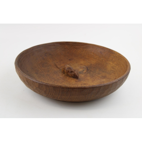 127 - Robert 'Mouseman' Thompson carved oak fruit bowl, central mouse, 29.5cm diameter.