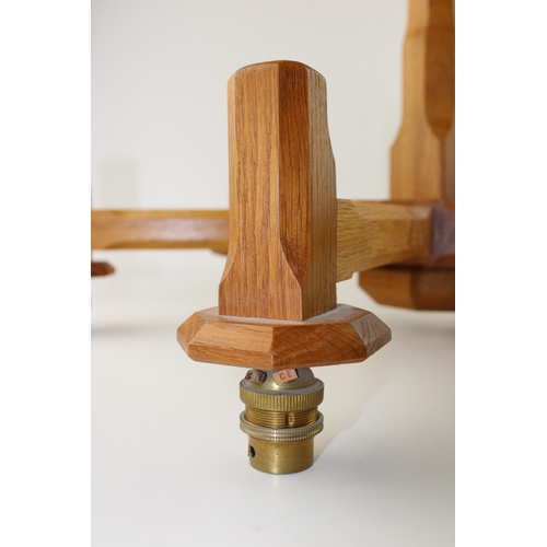 131 - Knightman Family: An Old Mill Furniture (Balk): An Oak Chandelier, the central octagonal port with e... 