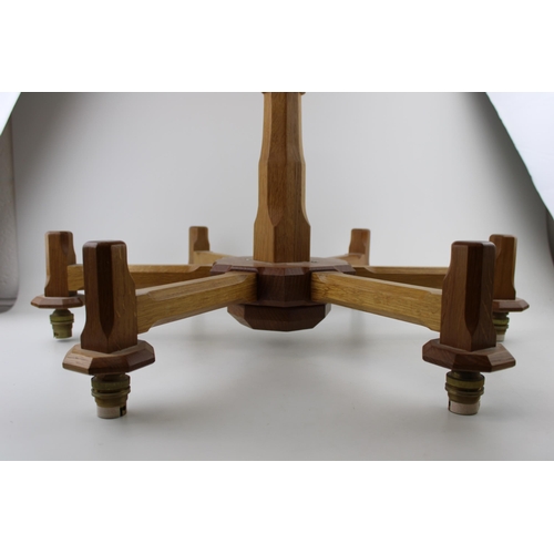 132 - Knightman Family: An Old Mill Furniture (Balk): An Oak Chandelier, the central octagonal port with e... 