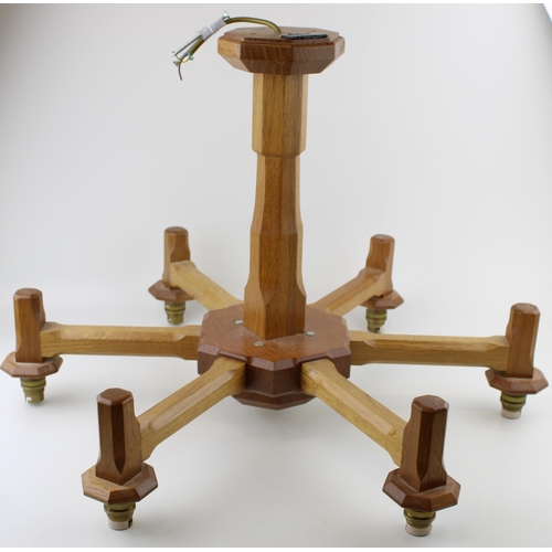 132 - Knightman Family: An Old Mill Furniture (Balk): An Oak Chandelier, the central octagonal port with e... 