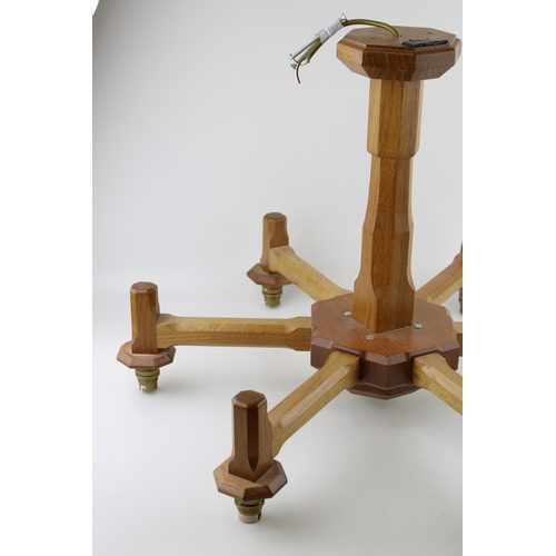 132 - Knightman Family: An Old Mill Furniture (Balk): An Oak Chandelier, the central octagonal port with e... 