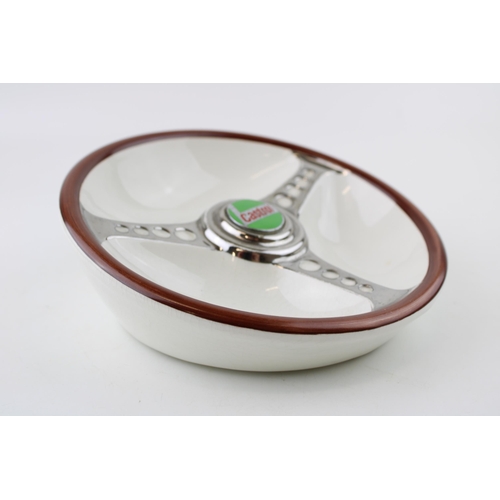 14 - Beswick Les Leston Castrol steering wheel ashtray, circa 1960s, 19cm diameter.