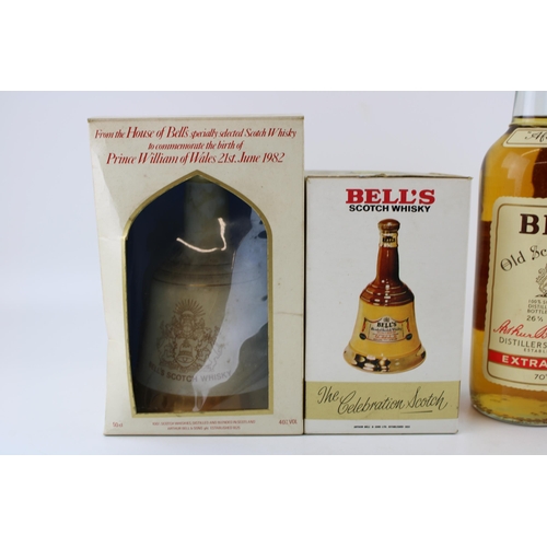 166 - A collection of bottled Bell's Old Scotch Whisky 100cl & 70cl and two Wade Presentation bottles, 18.... 