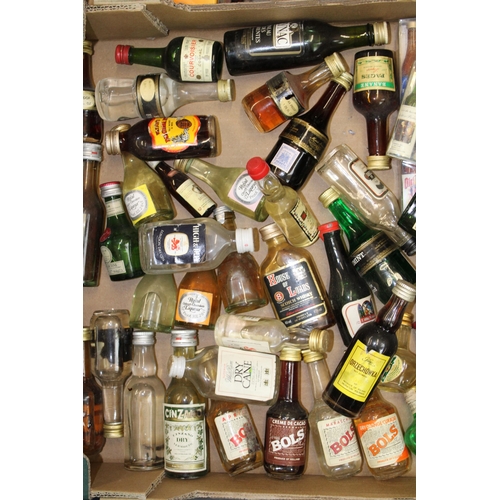 168 - A large collection of Miniature Spirits, Liqueurs to include gin, Bols, Tequila, Sherry etc