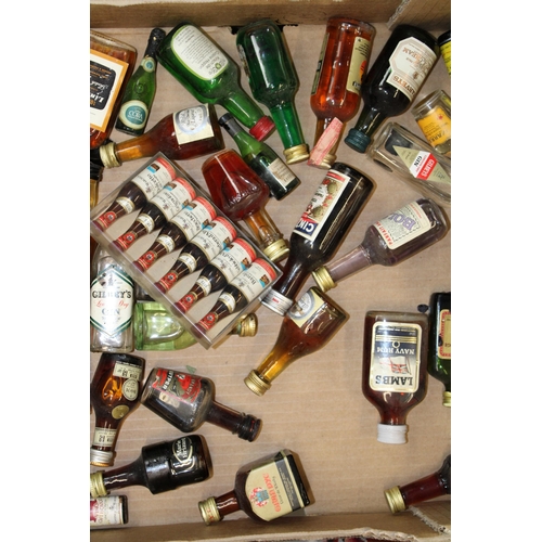 171 - A large collection of Miniature Spirits, Liqueurs to include gin, Bols, Tequila, Sherry, Rum etc