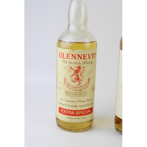 176 - A bottle of Inchgower single Highland malt Scotch whisky by Bell's with a bottle of Glennevit blende... 