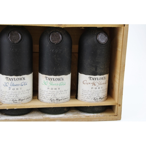 191 - A century of Taylor's Port cased set of four bottles of Taylor's 10, 20, 30 & 40 years old vintage P... 