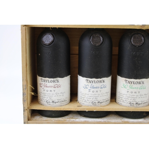 191 - A century of Taylor's Port cased set of four bottles of Taylor's 10, 20, 30 & 40 years old vintage P... 