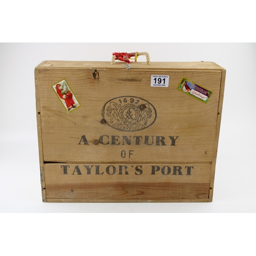 191 - A century of Taylor's Port cased set of four bottles of Taylor's 10, 20, 30 & 40 years old vintage P... 