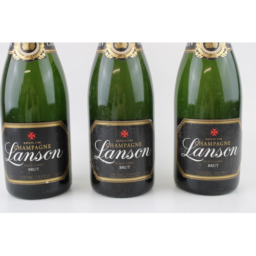 194 - Three bottles of Lanson Brut Black Label Champagne (3)