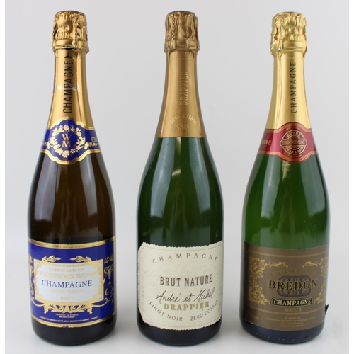 195 - Three bottles of Champagne to include a bottle of Baron-Fuente Brut, Andre & Michel Drappier Brut Na... 