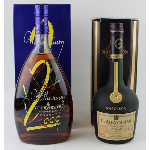 199 - Two bottles of Courvoisier Napoleon Cognac Brandy, one issued to celebrate 2000 Millenium (2).