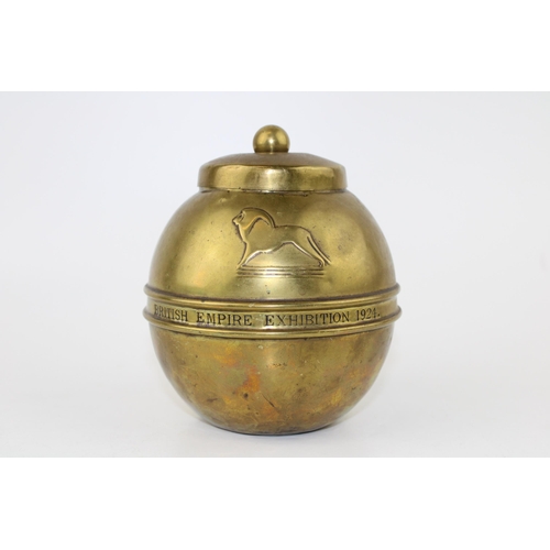 2 - Lipton's Souvenir Tea Caddy brass advertising caddy 'British Empire Exhibition 1924', 12cm tall.