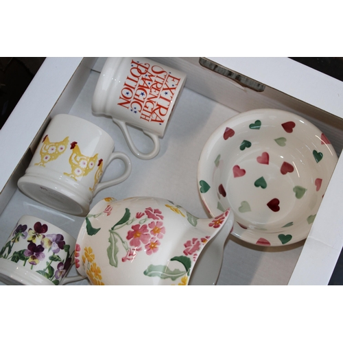 226 - Emma Bridgewater pottery to include 7 mugs in floral and chicken patterns, 2 Winter Flowers side pla... 