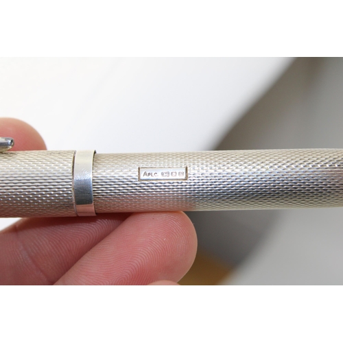 239 - A cased Asprey of Bond Street silver fountain pen London Hallmark with date letter for 1987 in origi... 