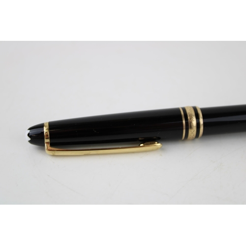 241 - Montblanc Meisterstuck Black Rollerball Pen, with a pull draw cap and gold plate banding and clip, s... 