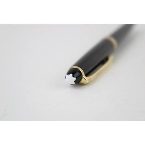 241 - Montblanc Meisterstuck Black Rollerball Pen, with a pull draw cap and gold plate banding and clip, s... 