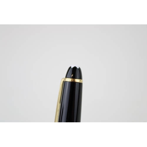 241 - Montblanc Meisterstuck Black Rollerball Pen, with a pull draw cap and gold plate banding and clip, s... 