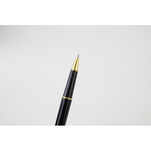 243 - Montblanc Meisterstuck Black Rollerball Pen, with a pull draw cap and gold plate banding and clip, s... 