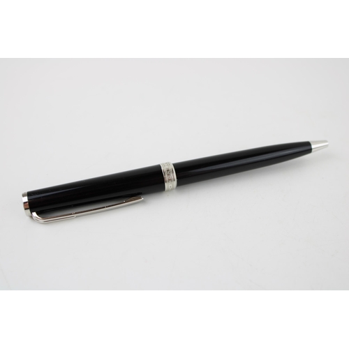 245 - Montblanc Ballpoint Pen, with twist-action black resin barrel and silver/platinum-tone banding and c... 