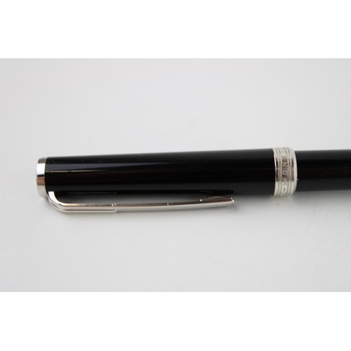 245 - Montblanc Ballpoint Pen, with twist-action black resin barrel and silver/platinum-tone banding and c... 