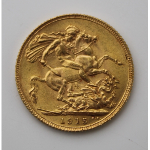 253 - George V 22ct gold FULL sovereign, 1915.