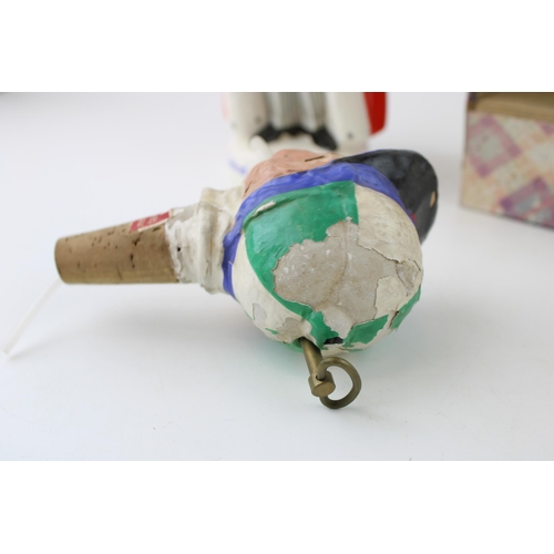 26 - Kinki Bee papier mache bottle pourer, cork stopper, Old Bond Street, in the form of a jockey, with o... 