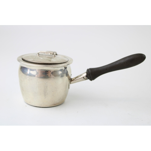 272 - Hallmarked silver novelty inkwell in the form of a sauce pan, Birmingham 1924, Williams Ltd, 11.5cm ... 