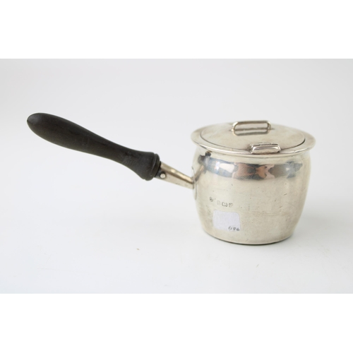 272 - Hallmarked silver novelty inkwell in the form of a sauce pan, Birmingham 1924, Williams Ltd, 11.5cm ... 