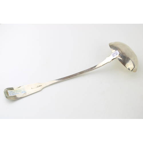 277 - A Scottish silver George IV ladle, fiddle pattern with shell escutcheon, John Heron, Glasgow 1824, 2... 