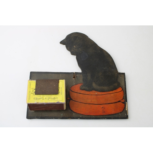 28 - A vintage black cat vesta matchbox holder possibly advertising cigarettes or matches