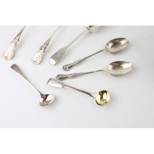 281 - A group of Georgian and later silver spoons, including a pair of William IV, Edinburgh silver sauce ... 