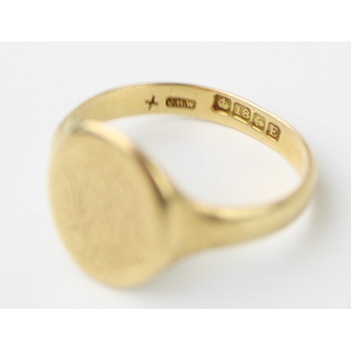 331 - An 18ct gold signet ring, monogram engraved, size T, 5.2g.