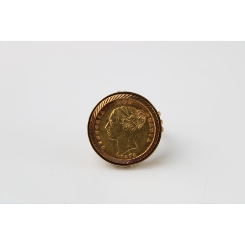 334 - A Victoria Young Head half sovereign, 1838, in 9ct gold scroll ring mount, size Q, total weight 9.8g... 