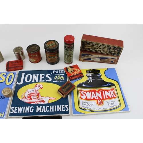 40A - A collection of advertising items to include vintage style tiles (3), 'Linocraft' pen cutting tools,... 