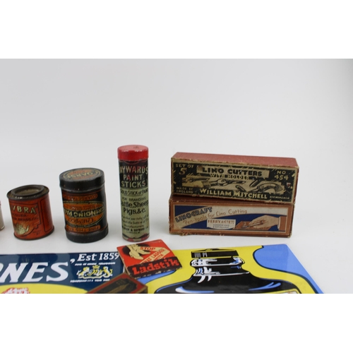 40A - A collection of advertising items to include vintage style tiles (3), 'Linocraft' pen cutting tools,... 