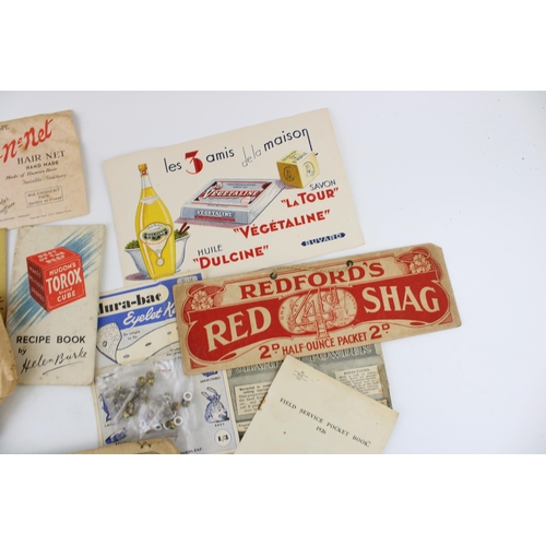 40C - A collection of advertising ephemera on card to include 'Bed & Breakfast' sign, 'Bedford's Red Shag ... 