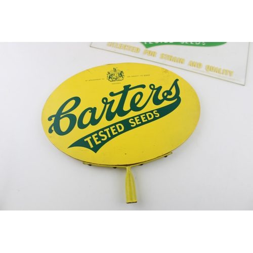 44 - Advertising point of sale display signs for 'Carters Tested Seeds'. To include oval sign on wood and... 