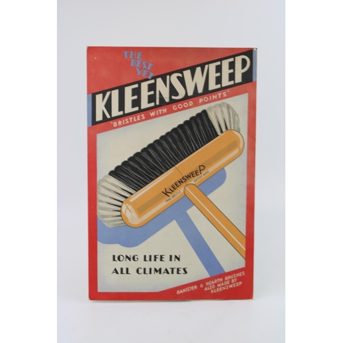 45 - An advertising point of sale shop display card 'Kleensweep'  'Bristles with good points'. 26.5cm x 2... 