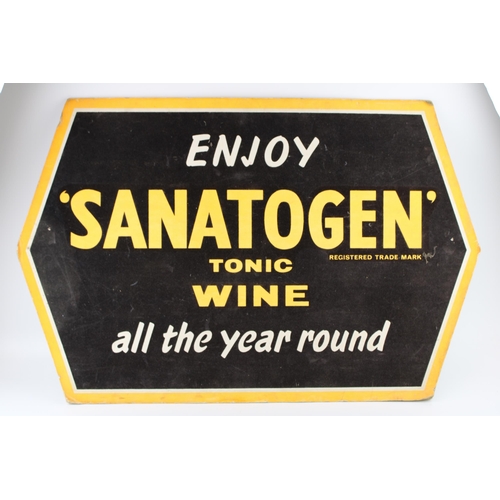 45A - An advertising point of sale shop display card 'Enjoy Sanatogen Tonic Wine', velvet fronted, 72cm wi... 