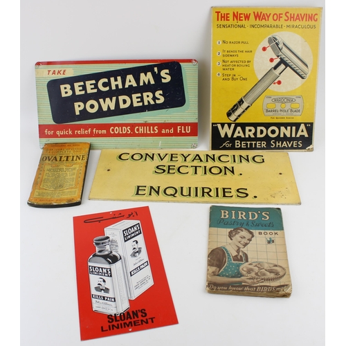 46 - A collection of vintage and contemporary advertising shop signs to include 'Beecham's Powder', 'Ward... 