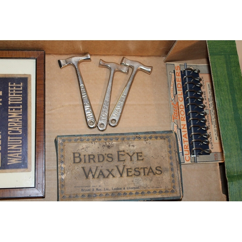 48 - A collection of vintage advertising shop signs to include 'Bird's Eye Wax Vestas', 'Yeast-Vite' and ... 