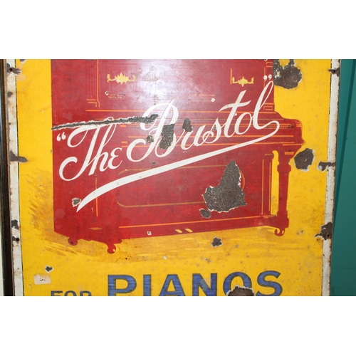 50 - An early c20th Bristol Piano Co Ltd enamel advertising sign for pianos & organs c1920s