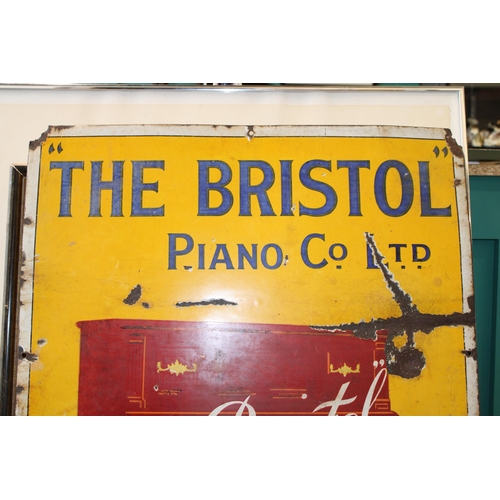 50 - An early c20th Bristol Piano Co Ltd enamel advertising sign for pianos & organs c1920s